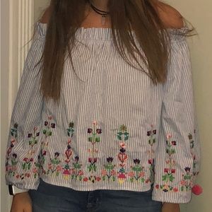 Aqua off the shoulder shirt